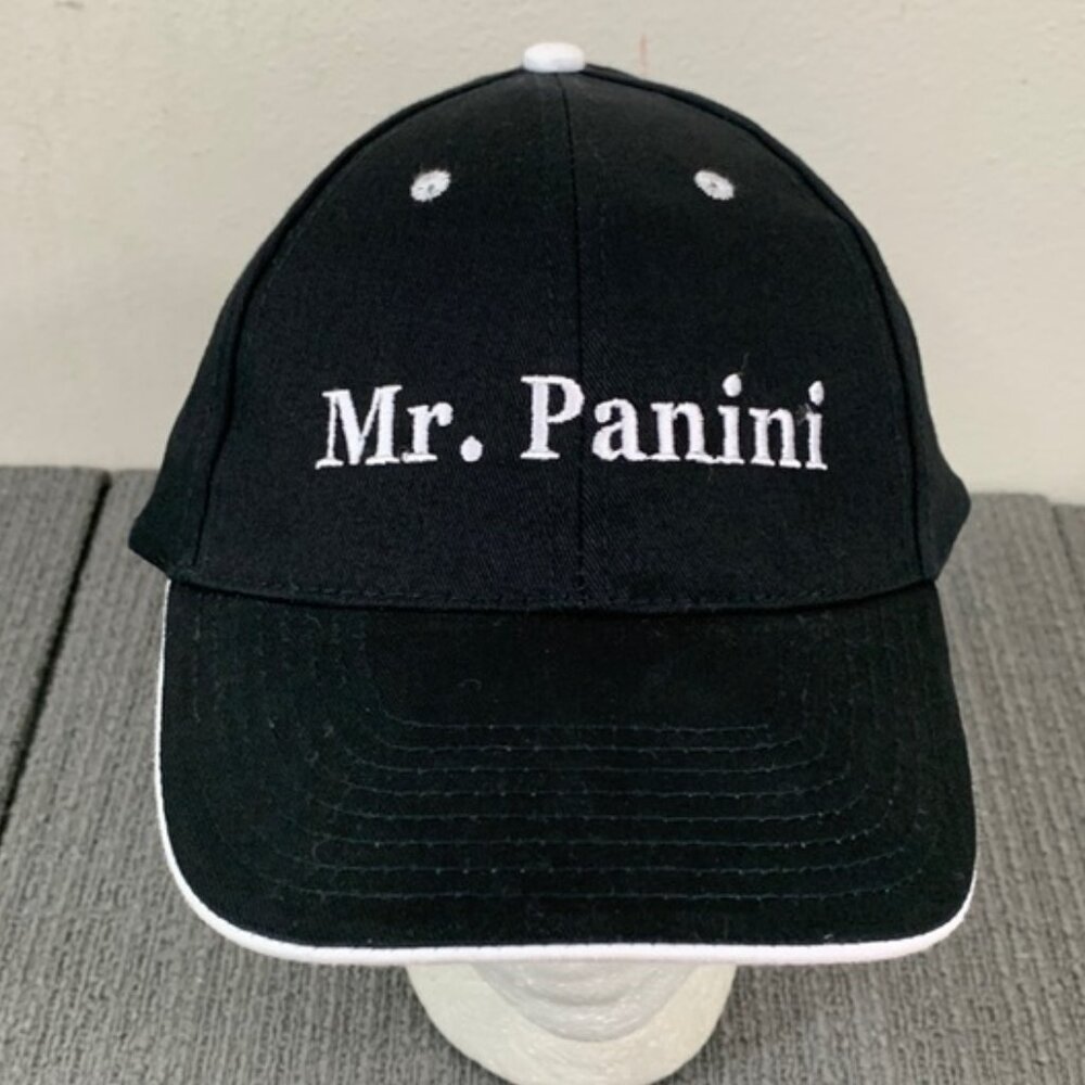 Mr. Panini Baseball Hat Unisex OSFA Black White Adjustable Strapback Cap Hitwear